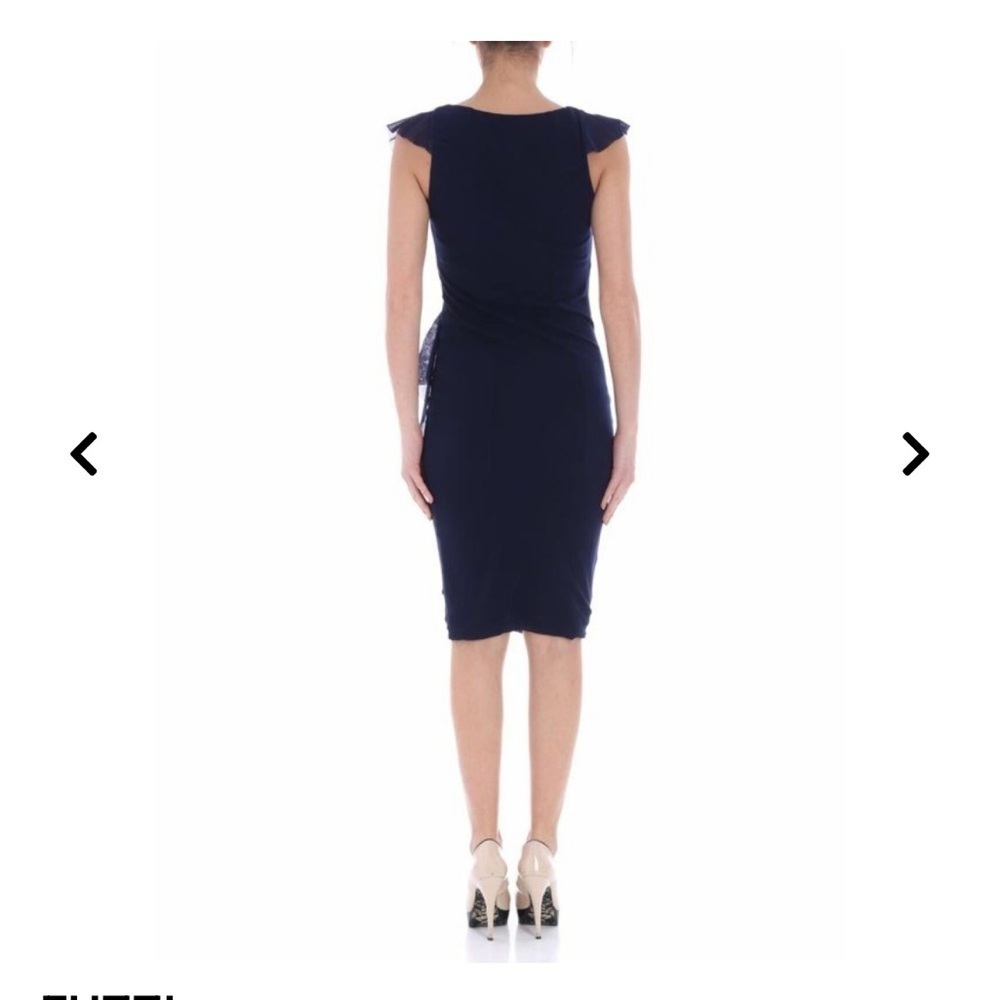 Fuzzi Blue Mesh Dress With Ruffles | M - Picture 3 of 6